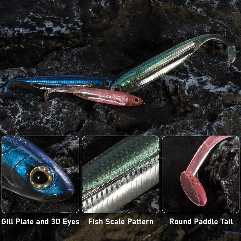 Dr.Fish Paddle Tail Swimbaits, Soft Fishing Lures for Bass Fishing, Freshwater Soft Plastic Baits Swim Shad Bait Minnow Lures Drop Shot 2.7 Inches Watermelon - Image 3
